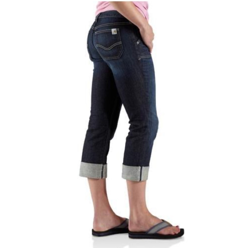 Carhartt WB071 - Women's Curvy Tomboy Cropped Jean, Blue, Size 14, NWT - Picture 2 of 8